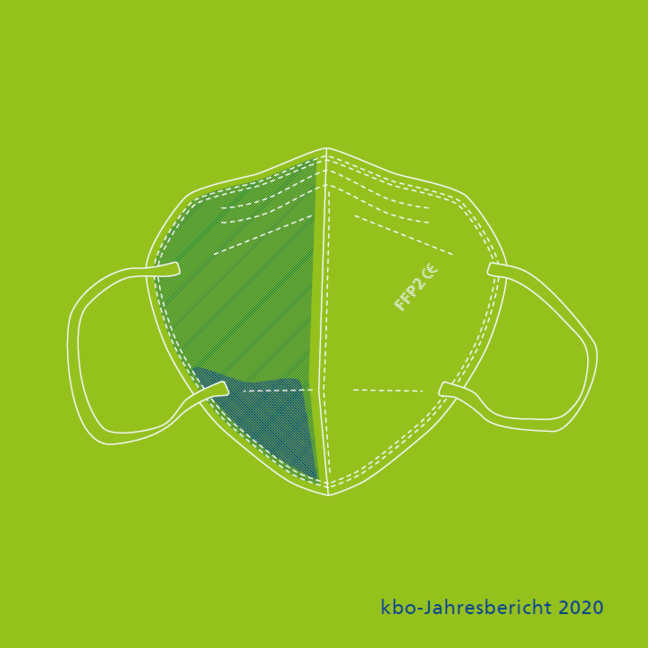 Abgebildet ist das Cover des kbo-Jahresberichts 2020.