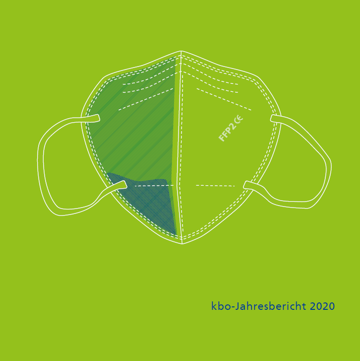 Abgebildet ist das Cover des kbo-Jahresberichts 2020.